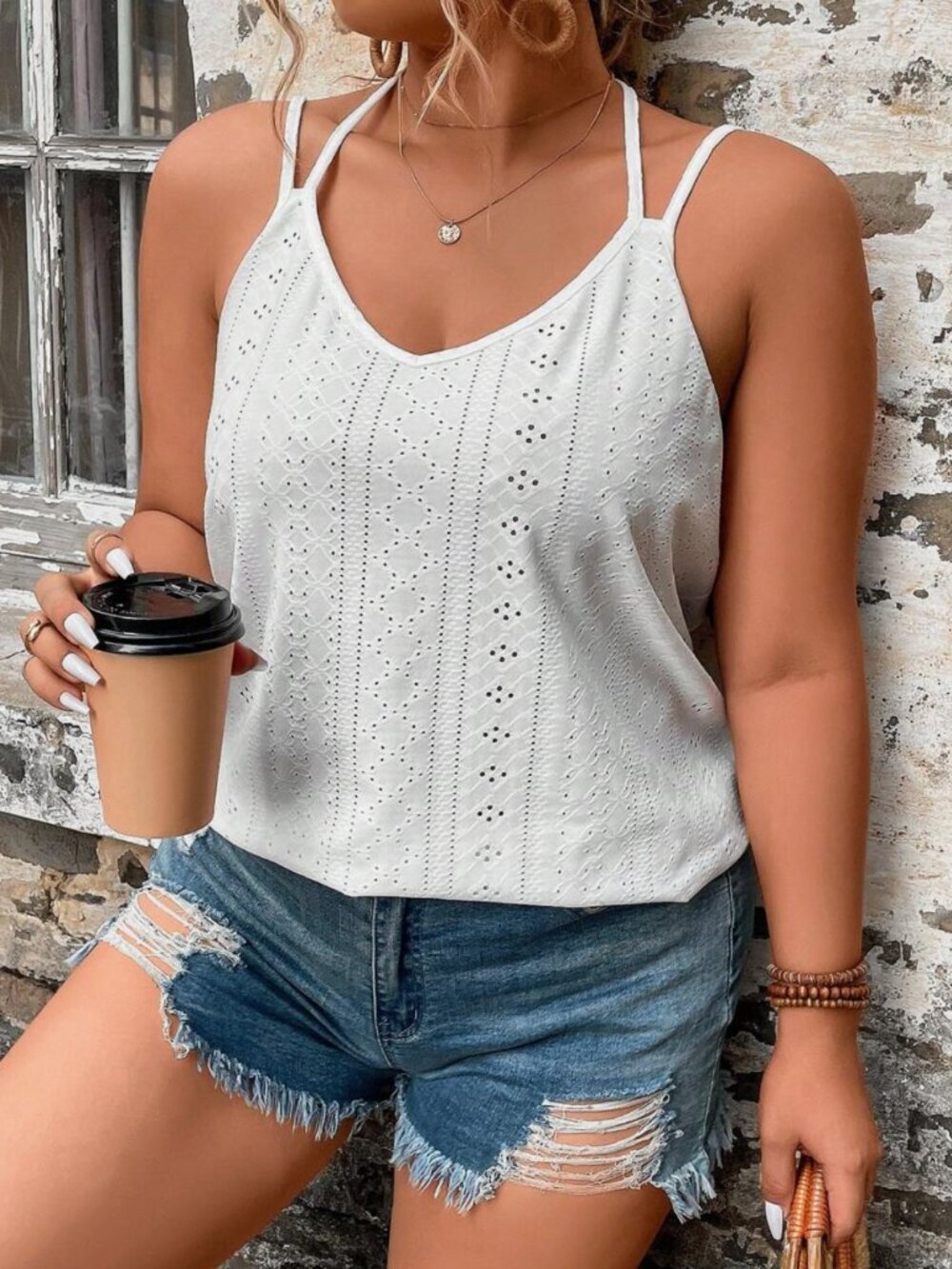 🦋 Double-Strap Eyelet Cami